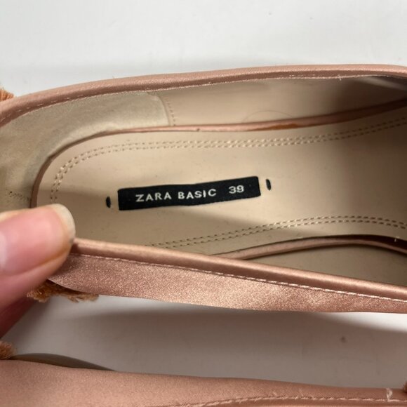 Zara Blush Pink Satin Fringed Flat Loafer Size 8 US / 39 EU - Picture 3 of 7